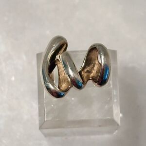 Vintage Handmade Sterling Silver Squiggle Artwork Ring Size 4.5